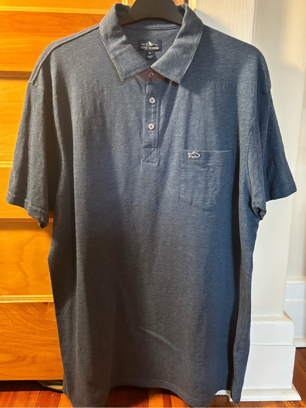 Fish Hippie Men’s Navy Pocket Polo Shirt